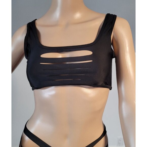 Women' Sexy Black Med Bikini Underwear Set Babydoll Mesh Sleepwear SL-4616-1 - Picture 2 of 7